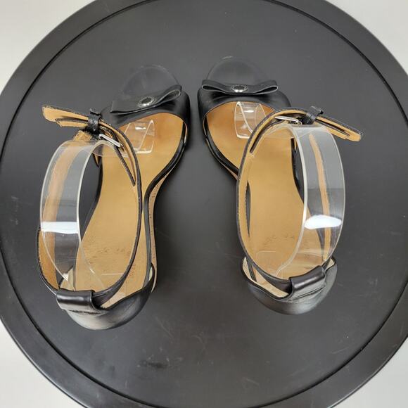 Marc by Marc Jacobs Logo Disc Womens Sandals Size 9 Black Cork Leather Wedge - Picture 3 of 16